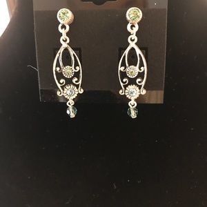 Jewelery- silver & light blue/green gem earrings